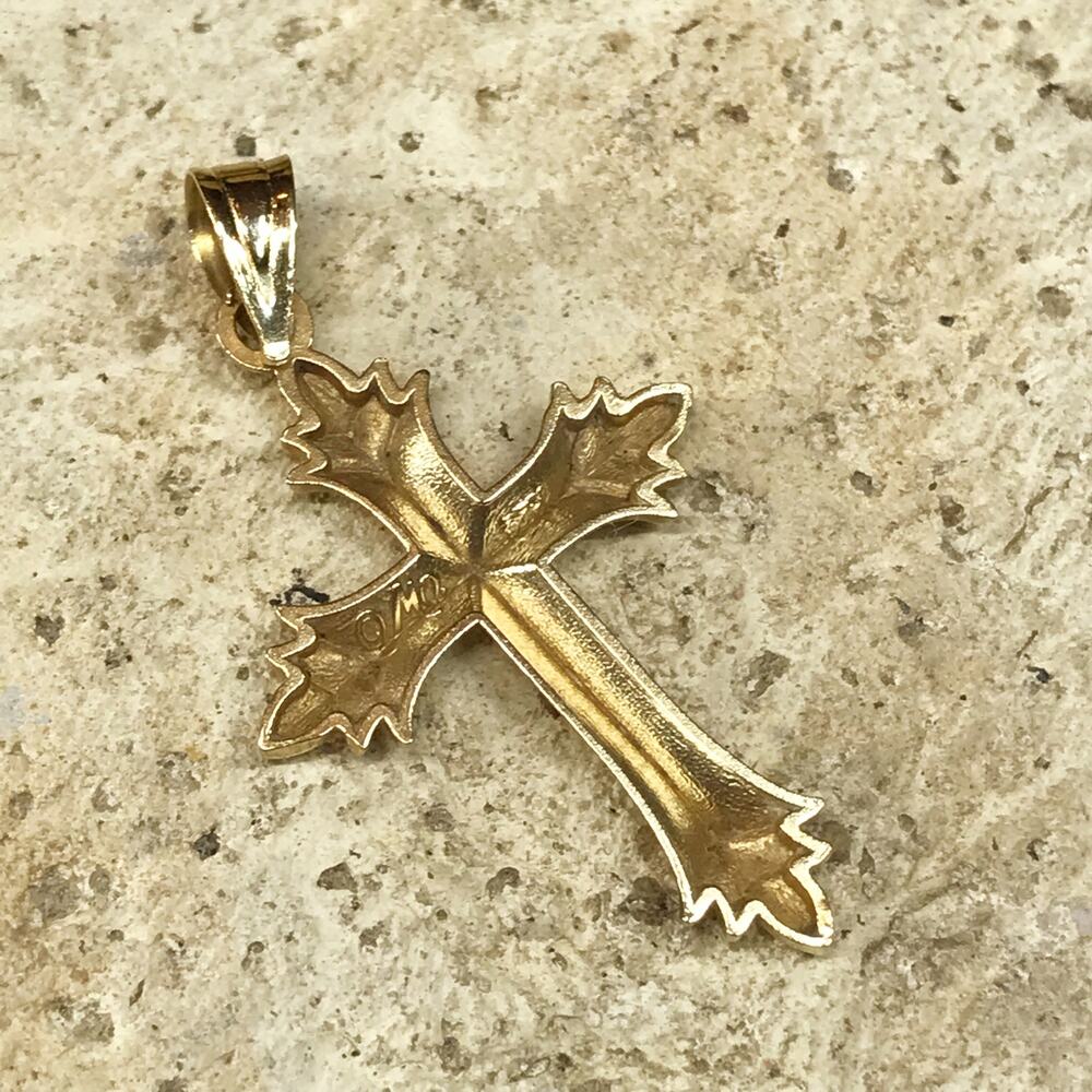 Solid 14K Gold MA Michael Anthony 1.21in Religious Christian Cross Pendant .96g - Picture 10 of 10